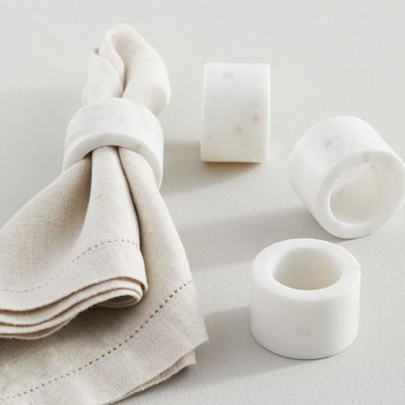 Pottery Barn Other - 🆕 Pottery Barn White Marble Napkin Rings